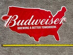 NEW Budweiser Beer United State America Map Tin Tacker Metal Beer Bar Sign RARE